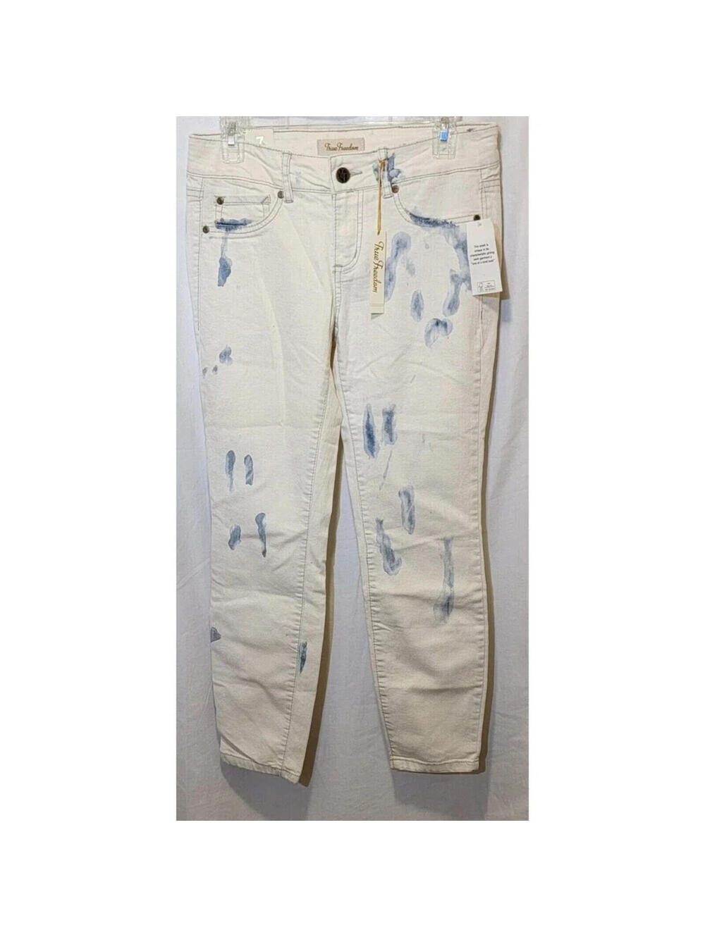 True Freedom White Skinny Jeans Junior 7 W30 Stretch Denim NEW